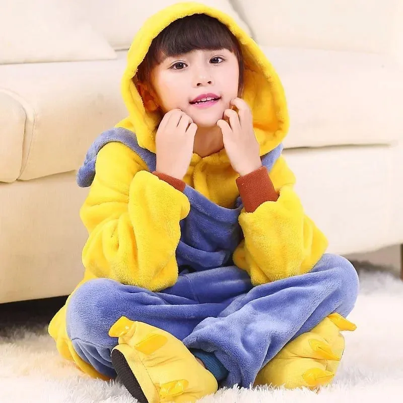 Minions cartoon pigiama intero per bambini personalità creativa kawaii addensato caldo vestiti per la casa abbigliamento cosplay all'ingrosso