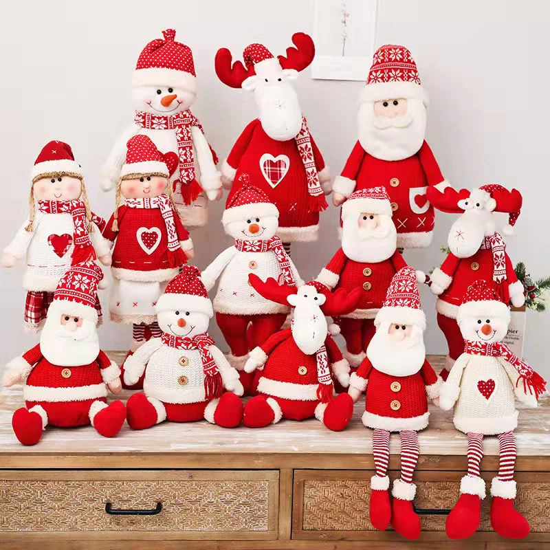 60cm Big Santa Claus Snowman Reindeer Christmas Ornament Standing Telescopic Doll Home Decor Doll Christmas Decorations Figurine