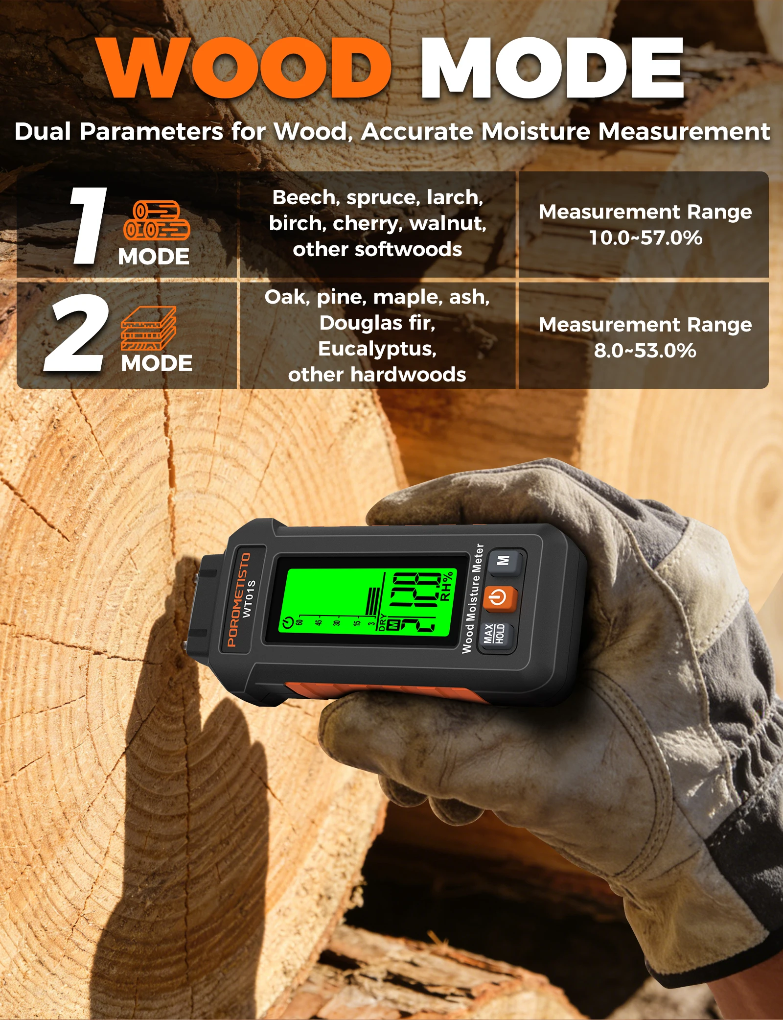 Neues 2-in-1 Digitales Holzfeuchtemessgerät mit und ohne Stifte, 0~99,9% Feuchtigkeitsmesser, Holzfeuchtigkeitsdetektor, Hygrometer für Holz und Beton – Detail 18