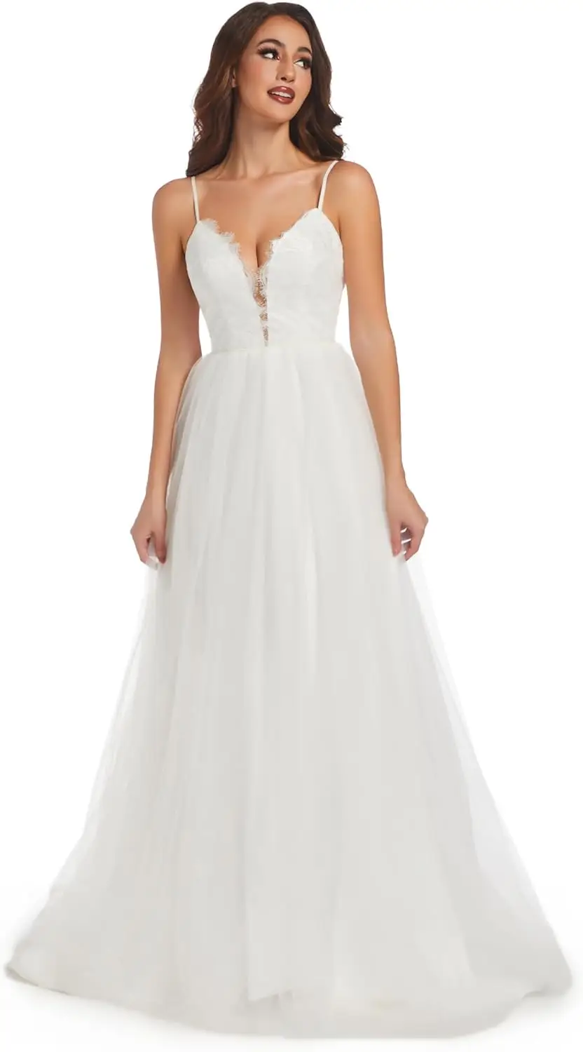

Tulle A Line Dreamy Beach Wedding Gowns Wedding Dresses Bride Unique Lace Beautiful Layers Simple Wedding Dress Party Dresses