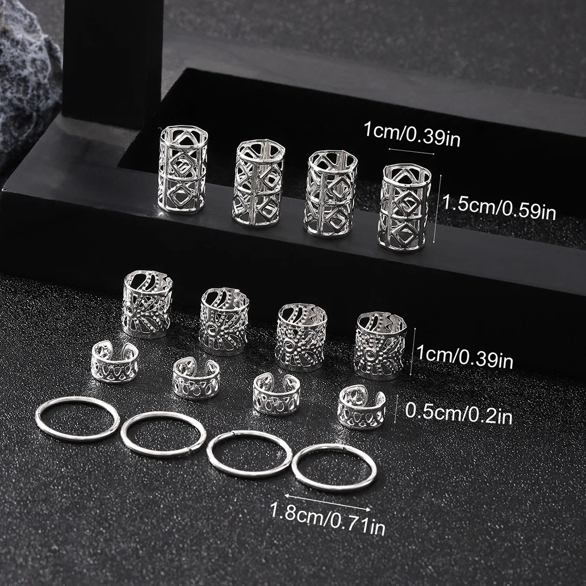 مجوهرات شعر مجوفة بنمط ذاتي الصنع ، أقفال فزع ، أصفاد معدنية ، إكسسوارات تجديل ، Loc ، 80: