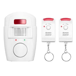 Infravermelho Motion Sensor Alarme, Alarme Anti-roubo, 2 Controles Remotos, Adequado para Casa, Garagens, Lojas