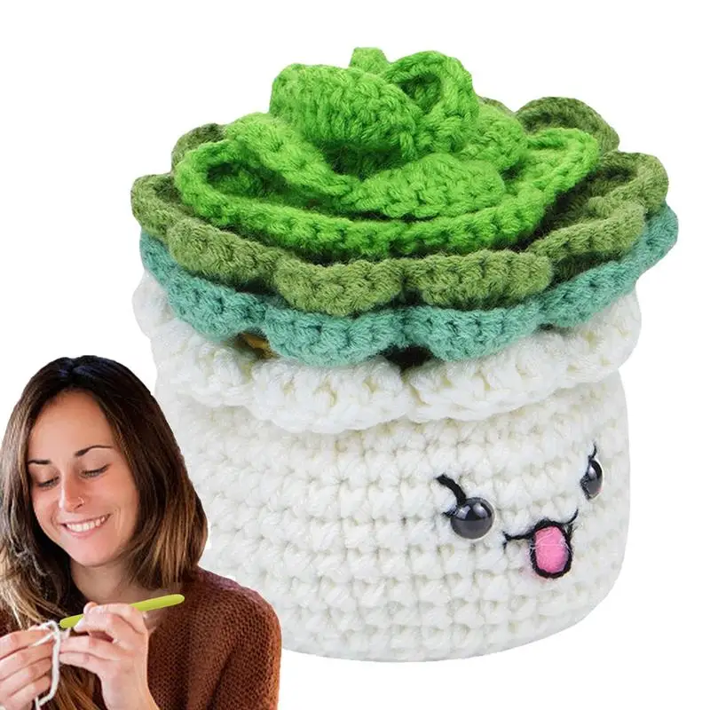 Plant Coaster Crochet Kit Educational Knitting Set Crochet Start Kit With Step-by-Step Video Tutorials Easy-to-Learn Complete