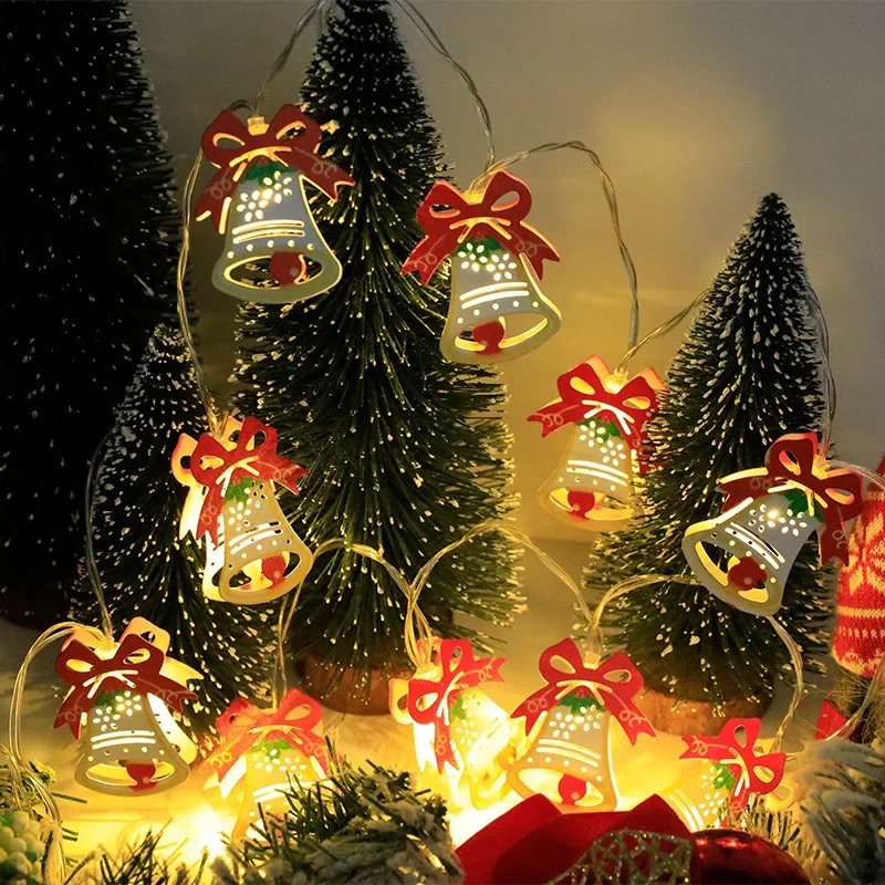 Led Batterij Lichtslinger Kerstboom Fawn Kerstsok Handschoenen Bel Sneeuwvlok Oude Man Kerst Ijzer Decoratieve Verlichting