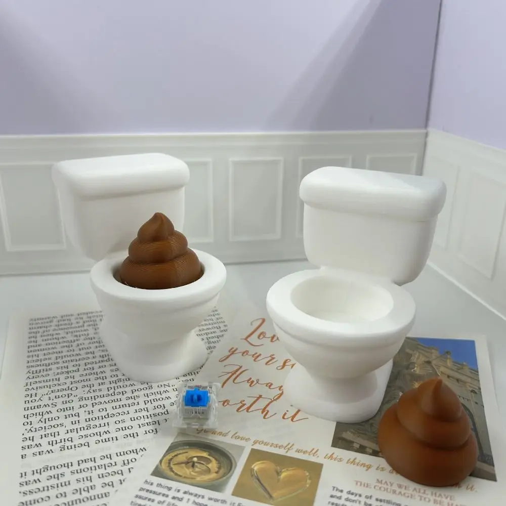 Novelty 3D Printed Toilet Poop Clicker Relaxed Funny Button Clicker Keyring Clicker Sound Creative Press Keyboard Keychain