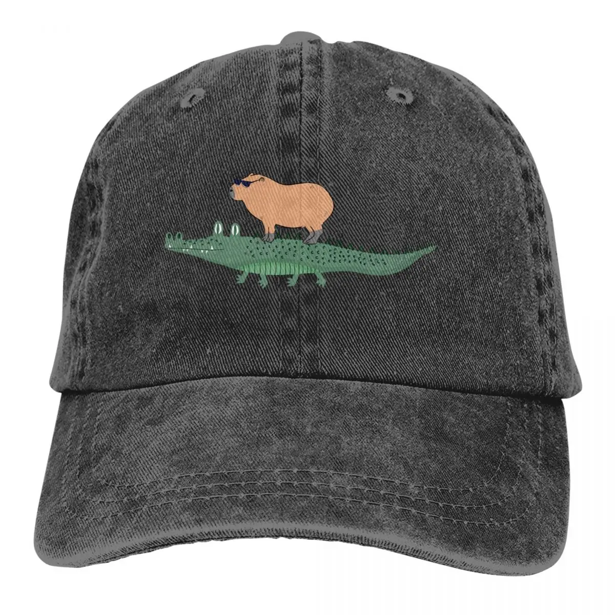 Riding On A Crocodile Jungle Background Baseball Caps Peaked Cap Capybara Sun Shade Hats for Men Women