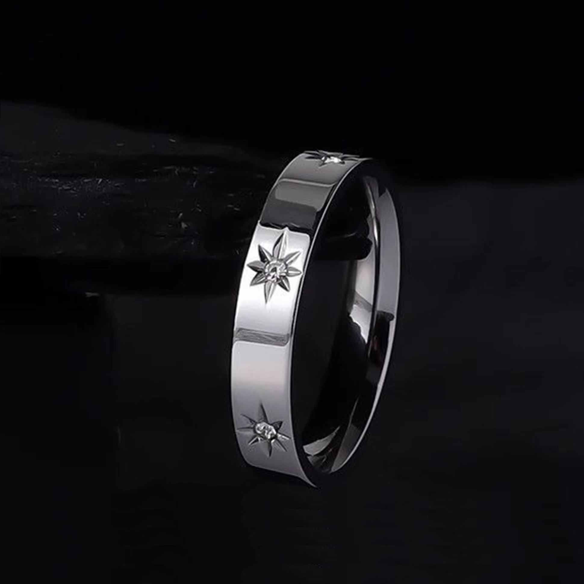 4mm Style Simple Metal Rings For Women Gold Plated Zircon Setted Star Gold Rings Wearable Accessories Versatile Couple Jewelry