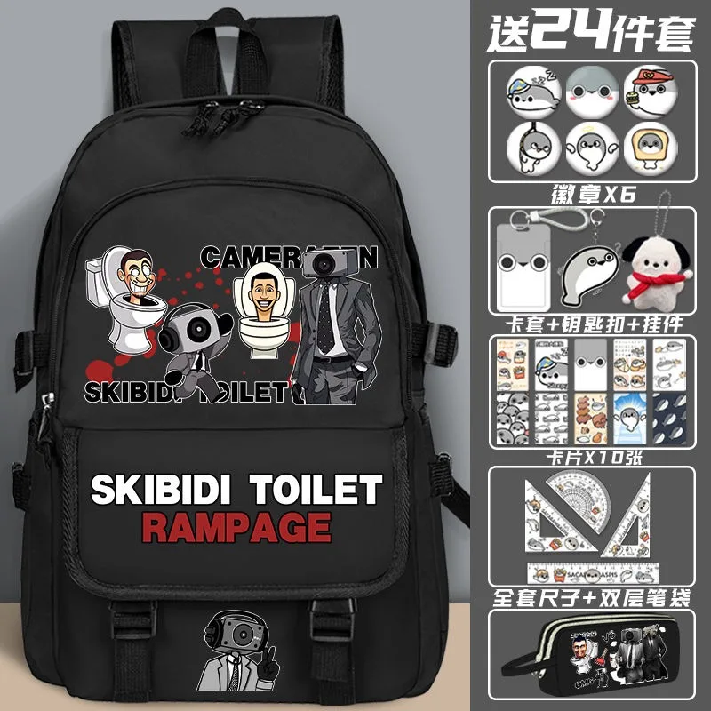 

Breathable mesh, Black Blue, Skibidi Toilet, Student Kids Teens School Bags, Large Capacity Mochilas Anime Backpacks Girls Boys