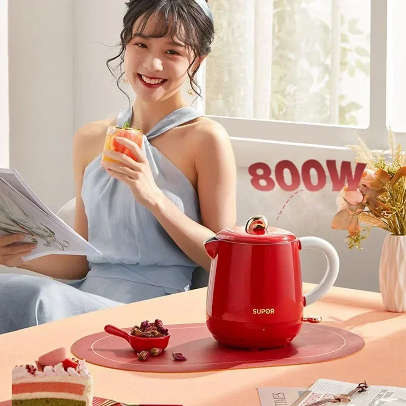 กาน้ำพกพาขนาดเล็ก teko listrik 220V, กาต้มน้ำไฟฟ้าฉนวนกันความร้อนปิดอัตโนมัติแบบบูรณาการ