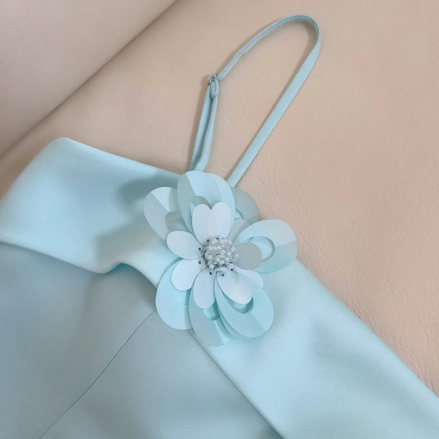 스위트-쿨 스타일 3D 플라워 스트랩리스 미니 드레스 프렌치 엘레강스 슬리밍 롱 가운 - 여성용 플로럴 프린트 맥시 드레스