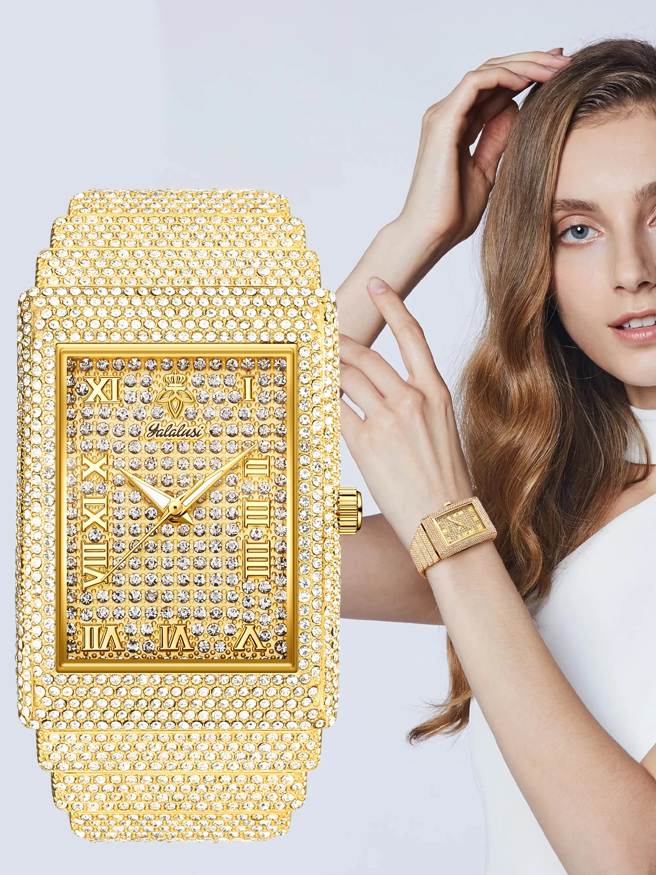 Stylish and Elegant Ladies’ Watch: Water-Resistant Quartz with Full Diamond-Set Luxury Timepiece the Perfect Festive Gift Reloj