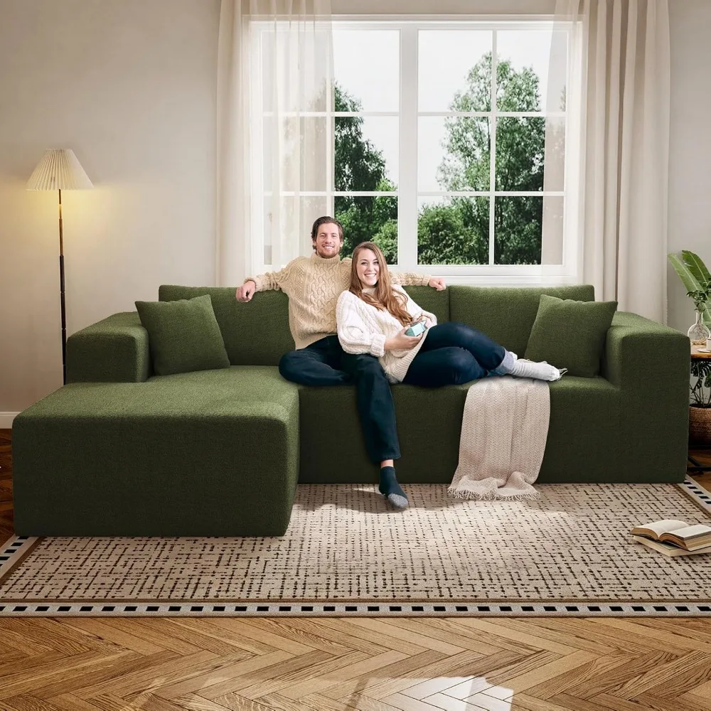 

107 Sectional Couches, 4 Seat Modular Sectional Sofa with Left Chaise Lounge, Boneless Cloud Couch, L-Shape Upholstered Couch