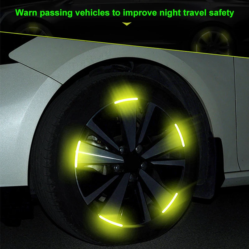 20pcs 3D Car Stickers Auto Moto Decor Car Motorcycle Wheel Reflective Strips Colorful Hub Stickers Universal Night Driving Wheel