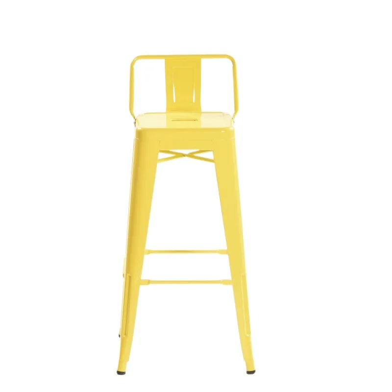 

！@Wholesale Modern Stackable bar Stool Metal Chairs Industrial Restaurant High Black Outdoor Metal High bar Chair for Kitchen ba