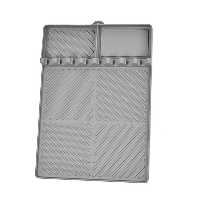 BBQ Mat For Blackstone, Food-Graded Silicone Griddle Cover Grill Tool Pad Holder 15.9X11.6Inch Gray Durable Easy Install