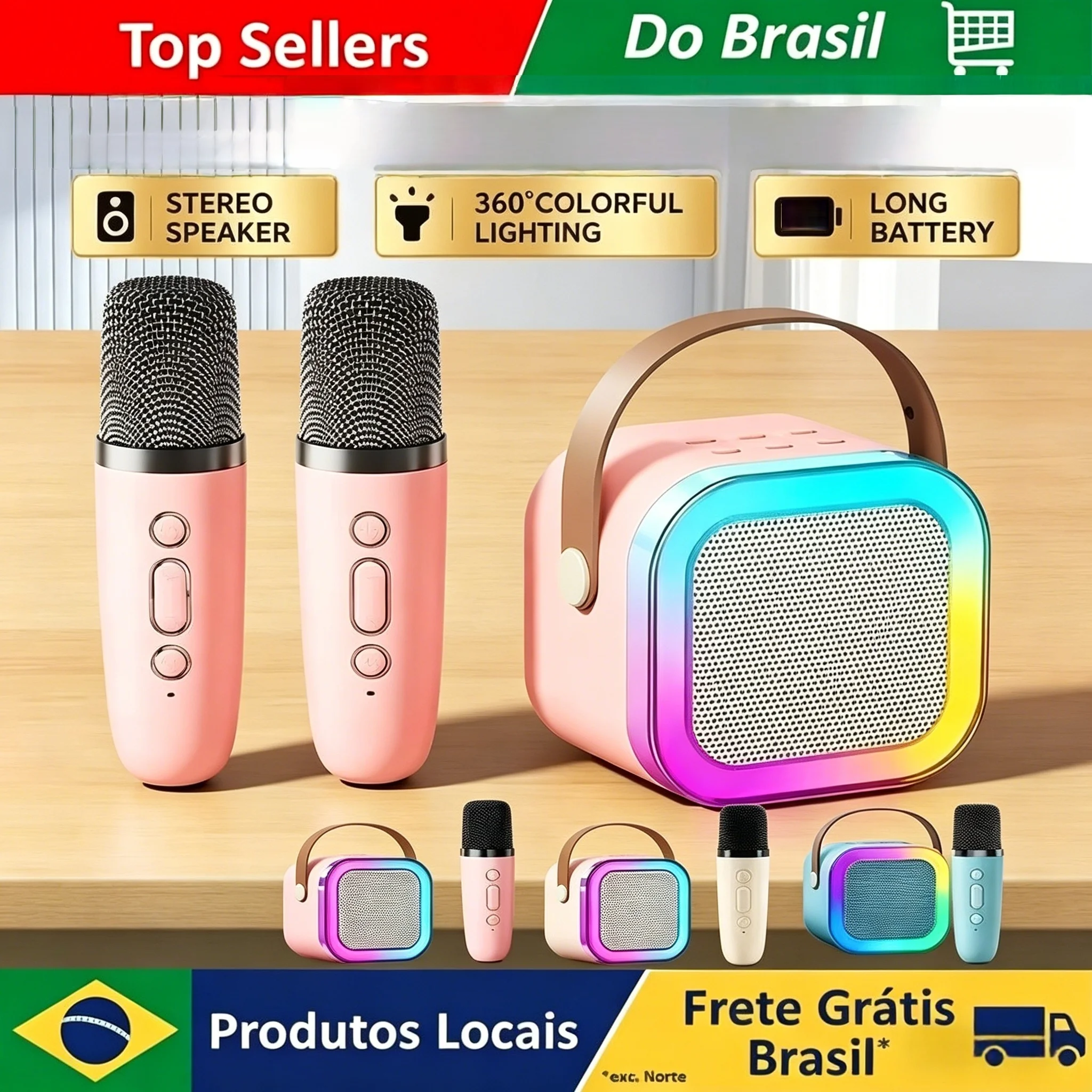 Portable Bluetooth K12 Machine Speaker With 1-2 Wireless Microphones HiFi Singing Family Loudspeaker Children's Gift