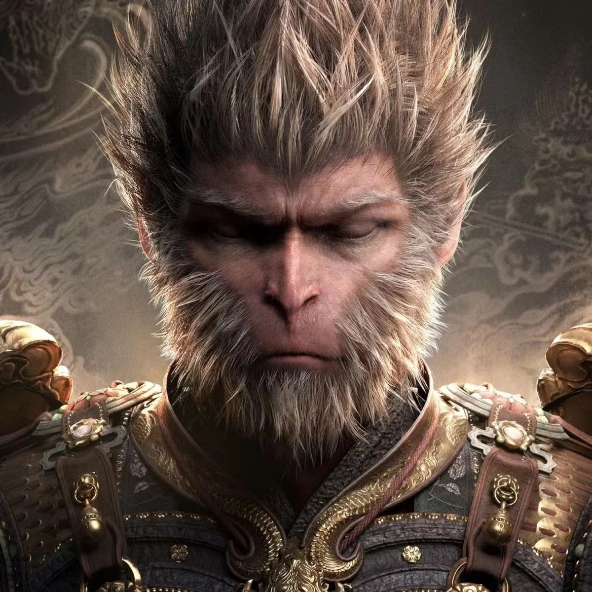 Zwarte Mythe: Wukong Black Wukong Cos Pruik Baard Tweedelige Set Apenkoning