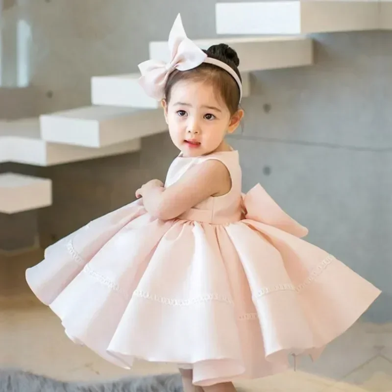 Newborn Baby Girl Dresses Back Bow Lace Baby Christening Gowns 1 year Birthday Dress Baptism Chirstening Gowns vestido infantil