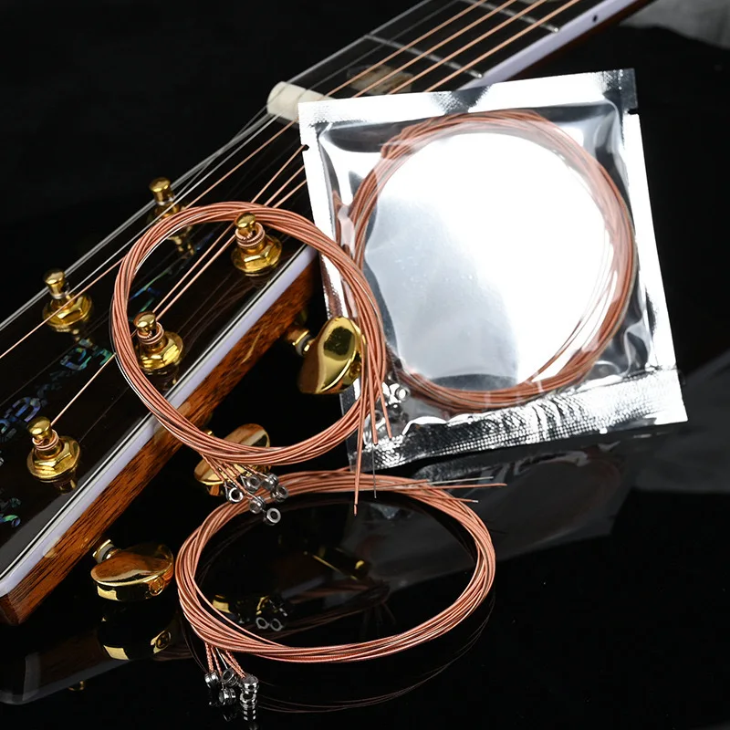 New 6Pcs Strings for Folk Guitar String Replacement Parts Acoustic Guitar Copper Core Strings Kit Musical Instrument Accessories