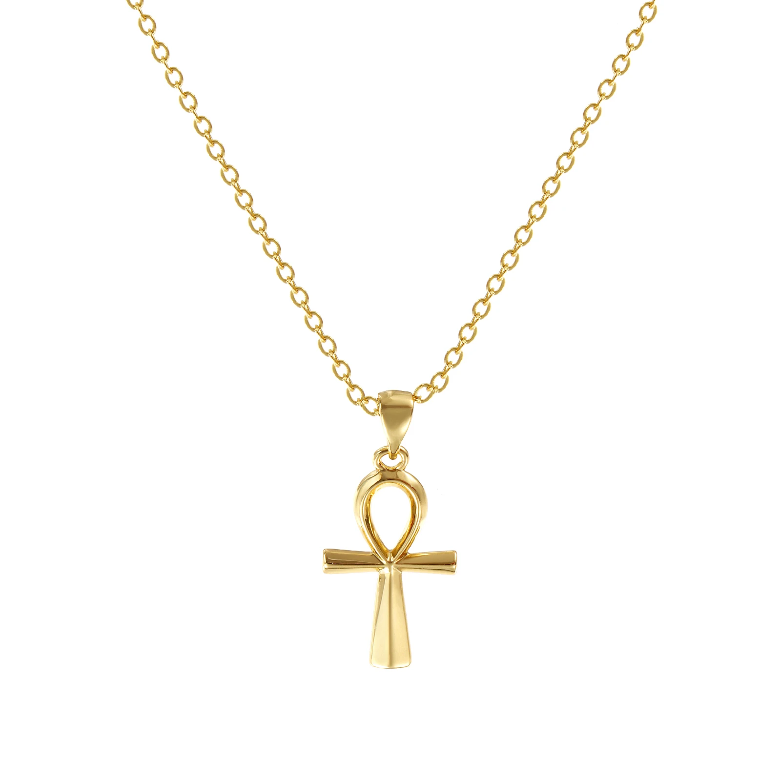 Chave religiosa da vida ankh cruz egípcia pingente charme colar latão 46cm(18.1 ") + 6cm(2.4"), para mulher oco retro presente