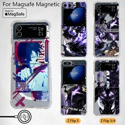 Anime Solo Leveling Shadow King Magsafe Magnetic Phone Case for Samsung Galaxy Z Flip 3 4 Z Flip 5 6 Z 5G Soft Transparent Cover