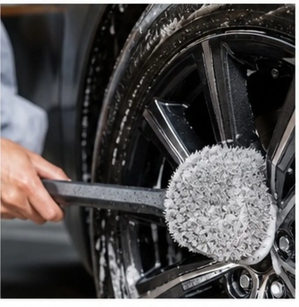 Extended Handle Rim Cleaning Brush Car Wheel Tire Cleaner Strong Bristles Professional Detailing Tool Wheel Arch Scrub Brush Rim