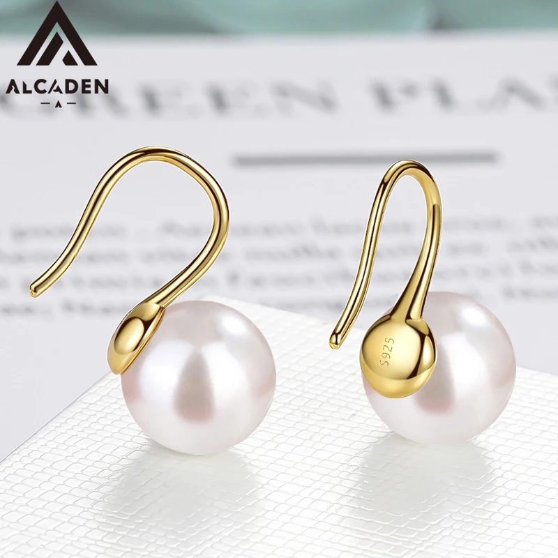 S925 Sterling Silver Hook Earrings Premium Japanese Real Round Pearl Dangle Earrings Elegant Jewelry For Women Daily Gift