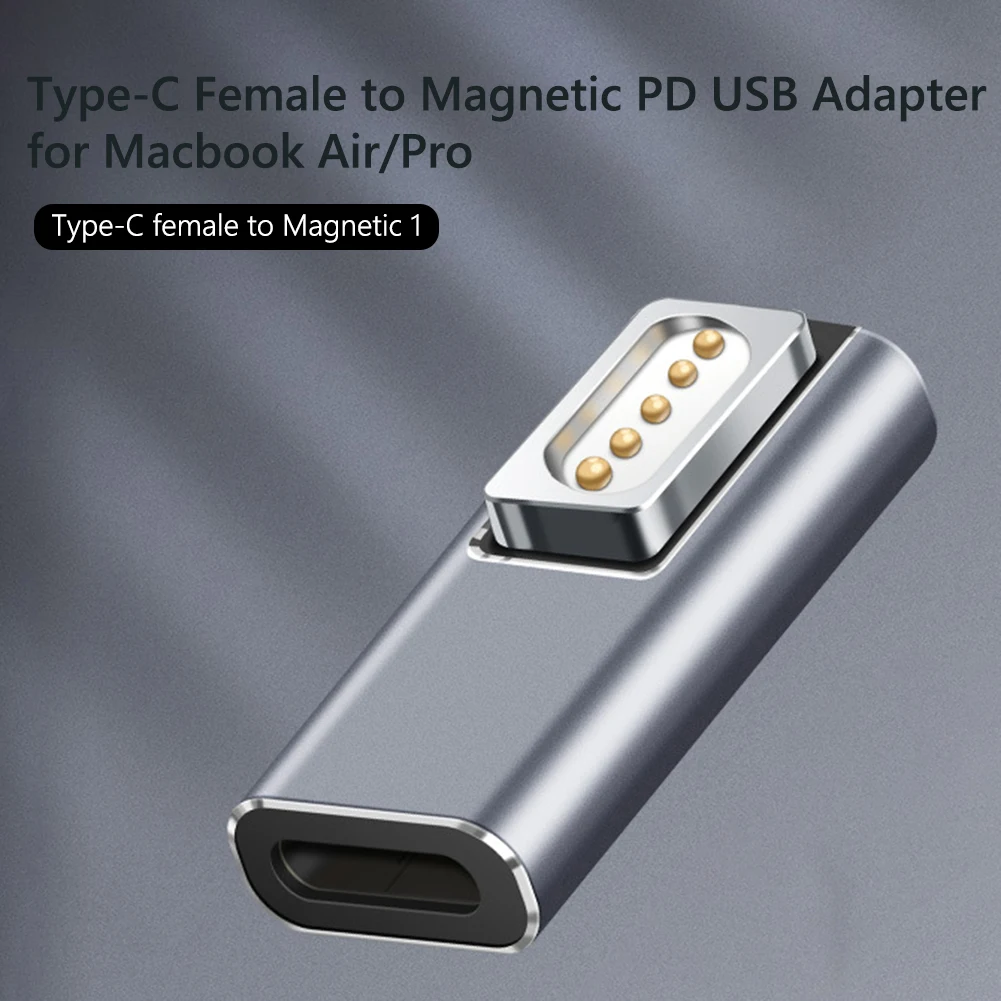 محول USB من النوع C أنثى إلى مغناطيسي PD مع مصباح مؤشر لملحقات Macbook Air/Pro Comnputer