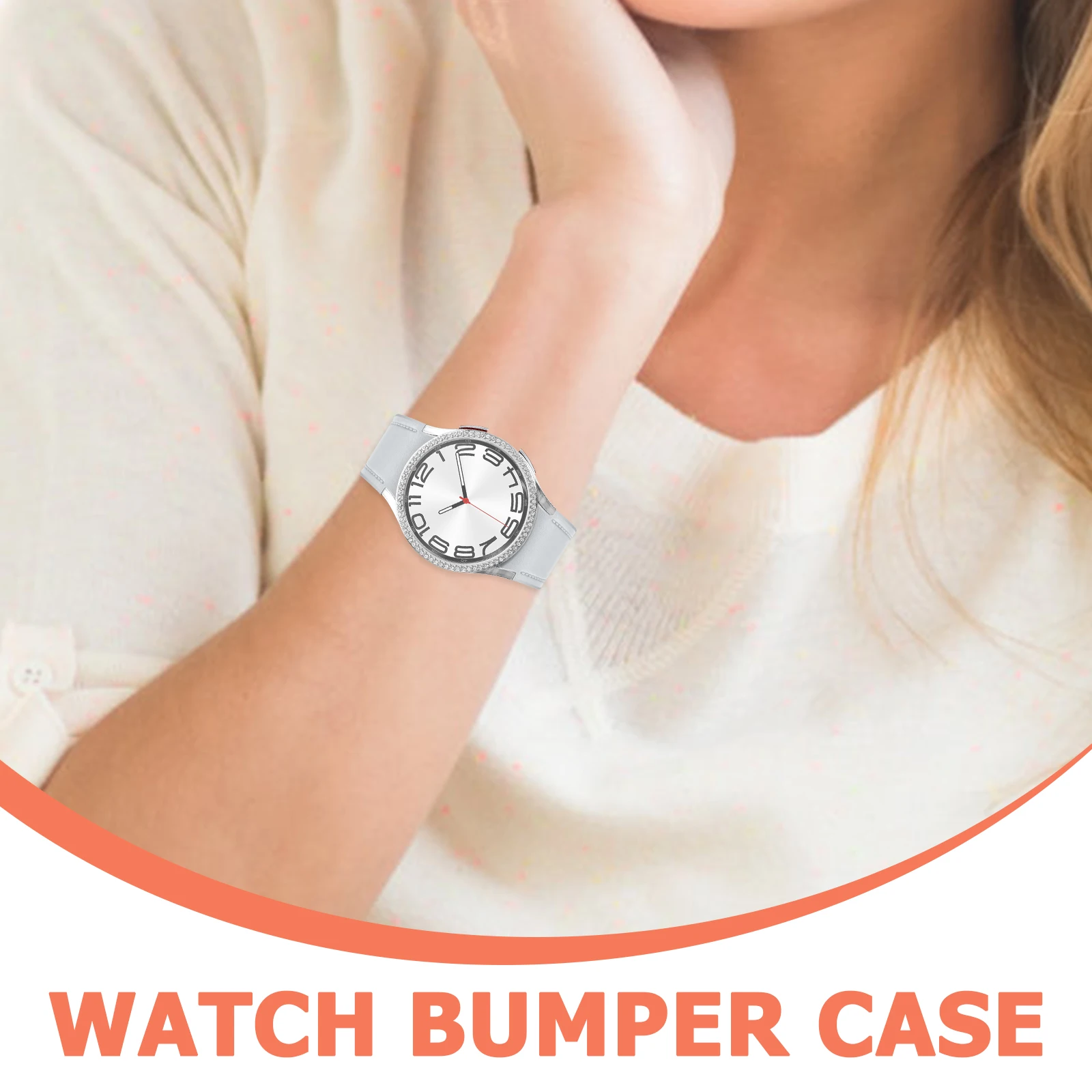 

Diamond Case Round Wrist Watch Cover Accessories Bumper Silicone Screen Protector PC Back