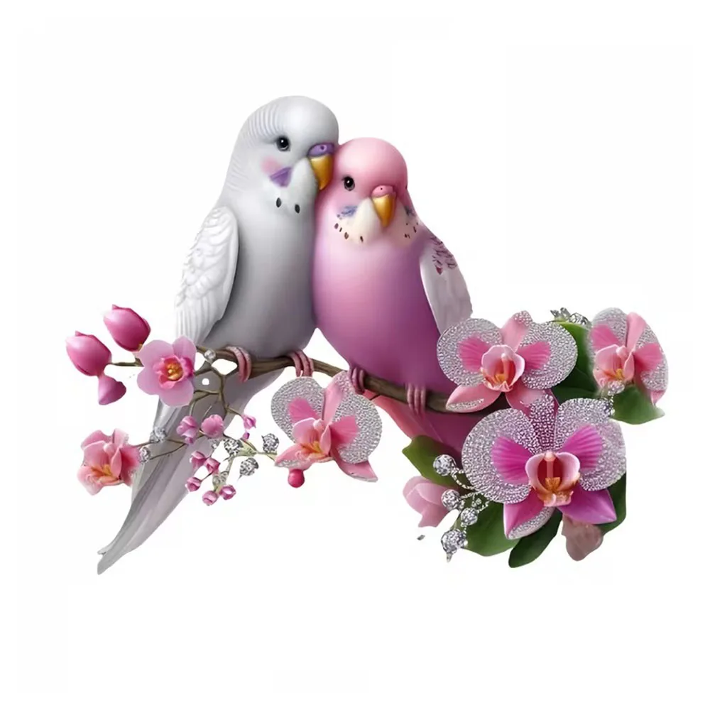 Romantic Couple Parrot & Orchid Decals, Waterproof Vinyl Stickers for Car, Laptop,Trucks, Wall and Glass Surface