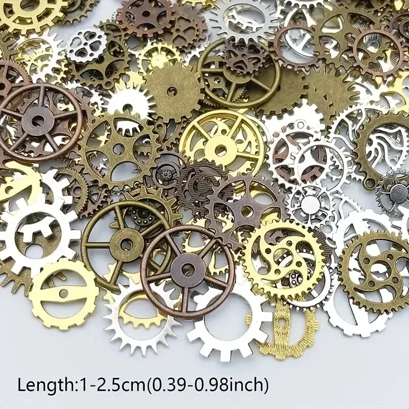 About 50g Random Mix Color Mix Size Metal Mechanical Steampunk Cogs Gears Charms Pendant For DIY Jewelry Making Accessories image 4