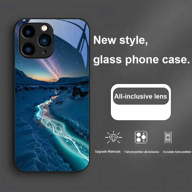 The Rhine River Phantom Blue River for Iphone 15 14 13 12 11 Pro Max X XS XR 7 8 Plus 2020 2022 SE Tempered glass phone case