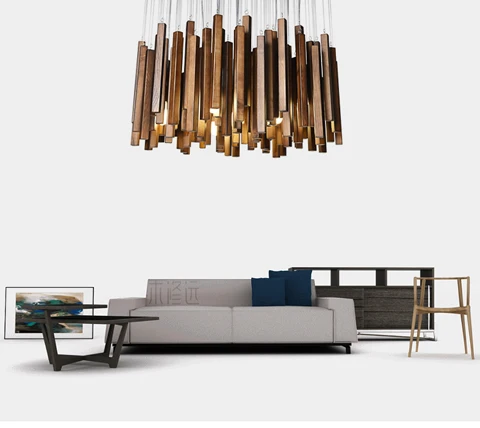 

New Chinese Style Pendant Light Designer Solid Wood Creative Living Room Lamp Homestay Restaurant Lighting