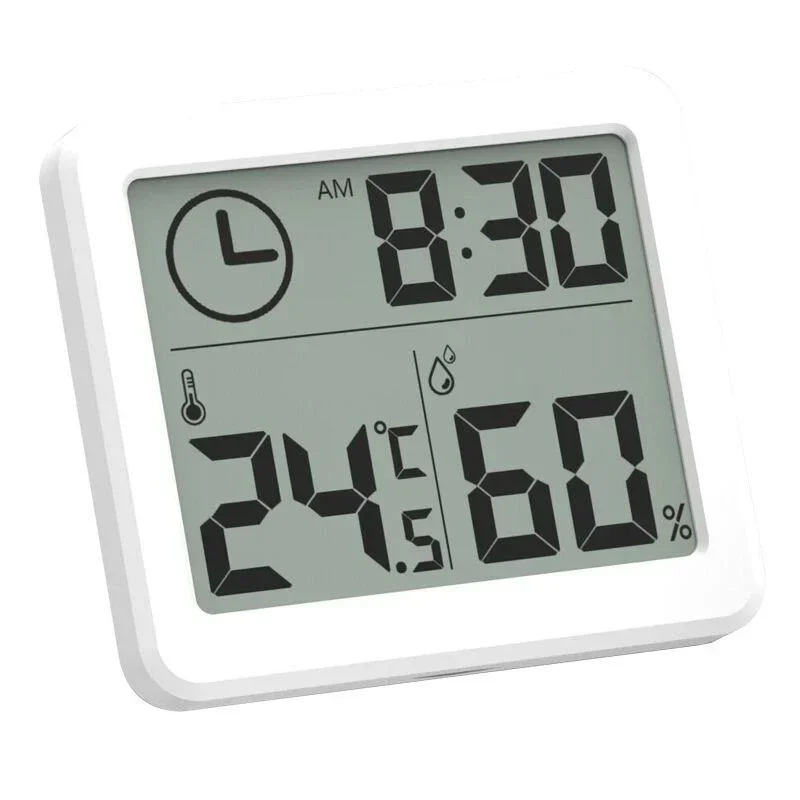 Electronic Humidity Monitor Desktop Thermometer and Hygrometer Meter LED Indoor Intelligent LCD Digital Clock