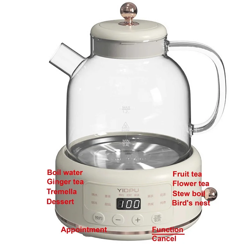 1.2L Smart Tea Maker Home Office Kettle Fully Automatic Multi-functional Glass Appointment Health Kettle Keep Warm Kettle 220V