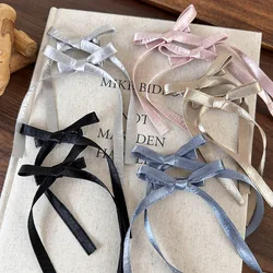 Shiny Bow Hair Clips Long Ribbon Hairpin Duckbill Clip Girls Sweet Barrettes Headband Women Fashion Temperament Hair Accessories