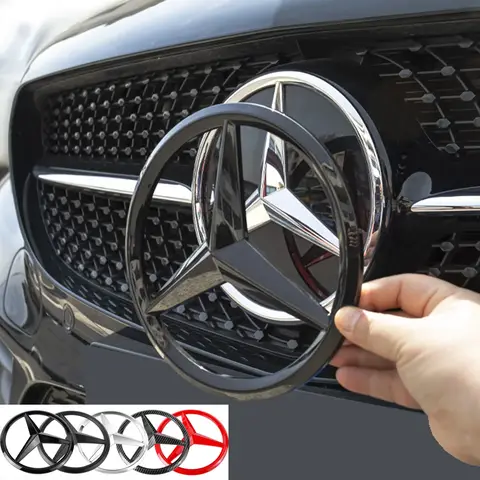 벤츠 W204 W205 W210 W211 W212 W213 A/C/E/S 클래스/CLA/GLA GLC 데칼 커버 엠블럼용 188mm/210mm ABS 자동차 전면 그릴 배지 1개