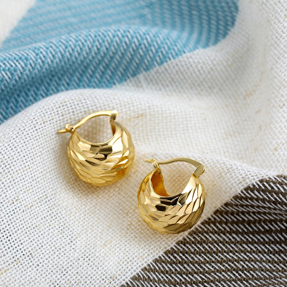 Modern Stainless Steel Chunky Gold Plated Hoop Earrings for Women Rhinestones Thick Basket Huggie Jewelry Women Gift