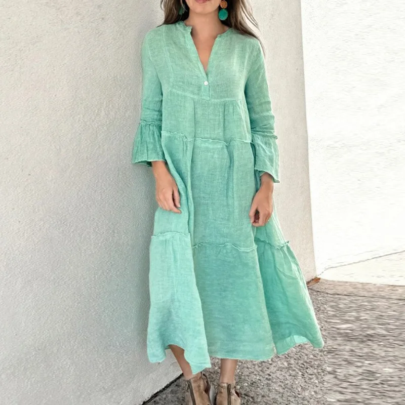 classic linen dress Bella Linen Dress White – Sunday St Tropez main image 0