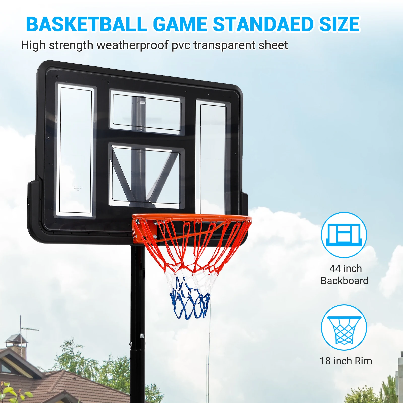 Basketball Hoop Outdoor 5.2ft-10ft Adjustable For Kids Youth Adults Portable Basketball Hoop Goal System in Backyard/Driveway