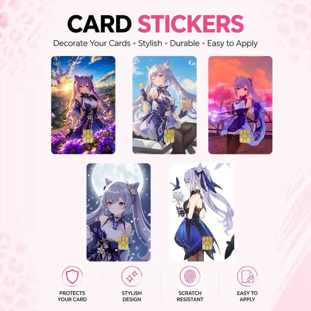 Game K-Keqing High‑Res Game Chip Decals Credit Card Mini Waterproof Vinyl Ornament Useful Gift