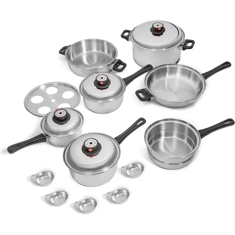 Waterless Cookware Set, Durable Stainless Steel Construction with Heat and Cold Resistant Handles  Kitchen