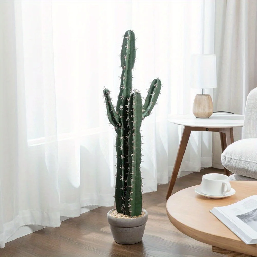 

36 In Large Faux Saguaro Cactus Succulent Plant in Cement Style Clay Pot for Home Garden Store Office Floor Decoration