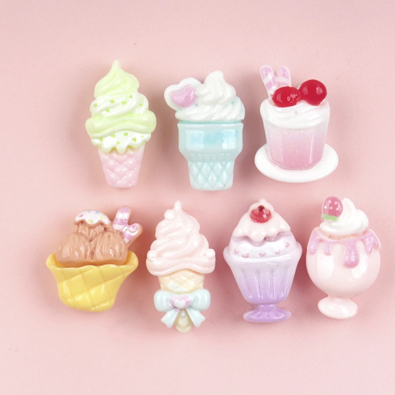 30/300Pcs Kawaii Mini Ice Cream Series Cute Flatback Resin Cabochon Scrapbooking Craft DIY Cabochons Nails Art Decor Accessories