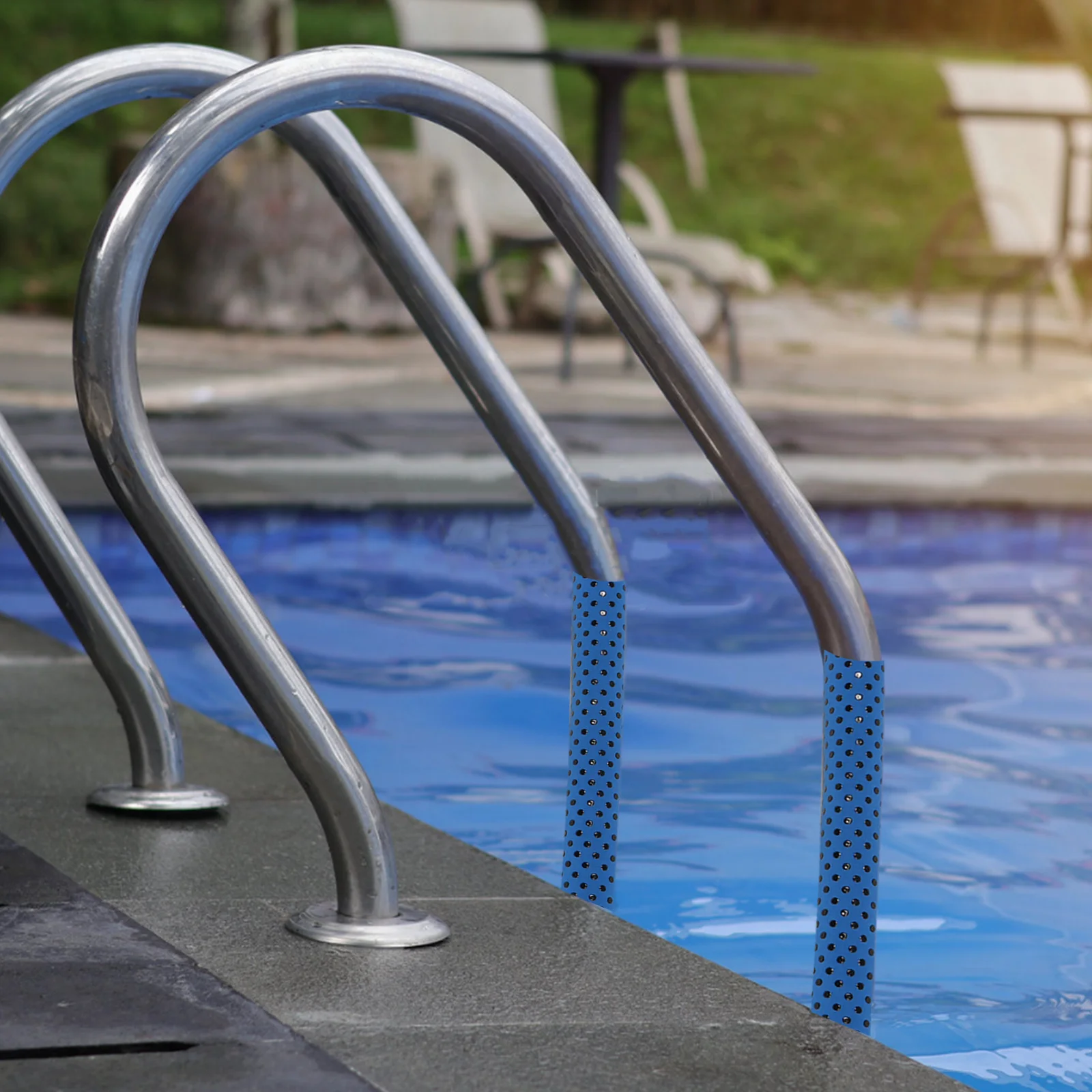 

Swimming Pool Handrail Cover Blue Zippered Anti-Slip Grip Sleeve Protective for Inground Pool Rails Outdoor Use