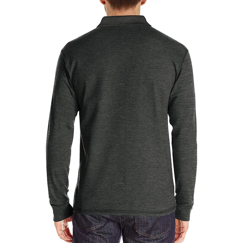 Frühling Trend männer Langarm Casual T-shirt Solide Revers Button Up Pullover Tops Herbst Drehen Unten Kragen Bodenbildung Polo-Shirt – Detail 12