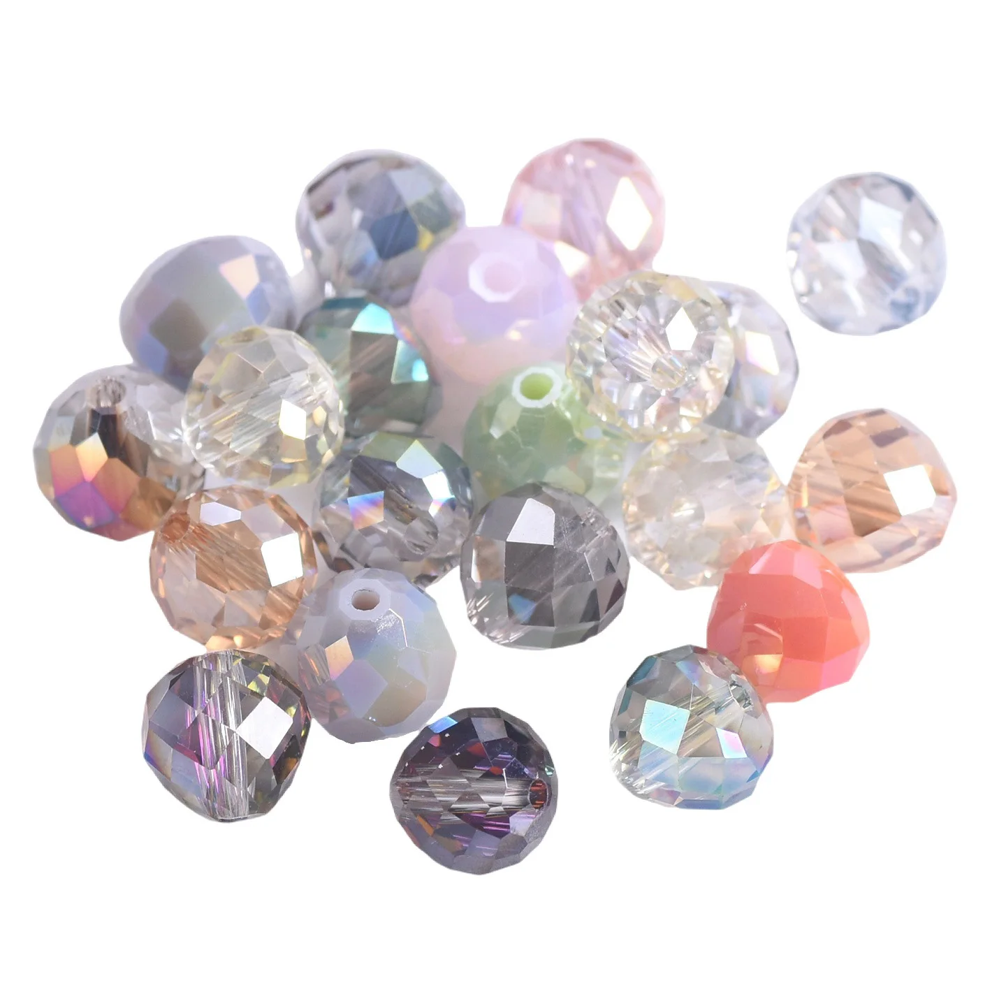 20pcs 8mm Round Teardrop Shape Faceted Crystal Glass Loose Crafts Beads for Jewelry Making DIY Crafts