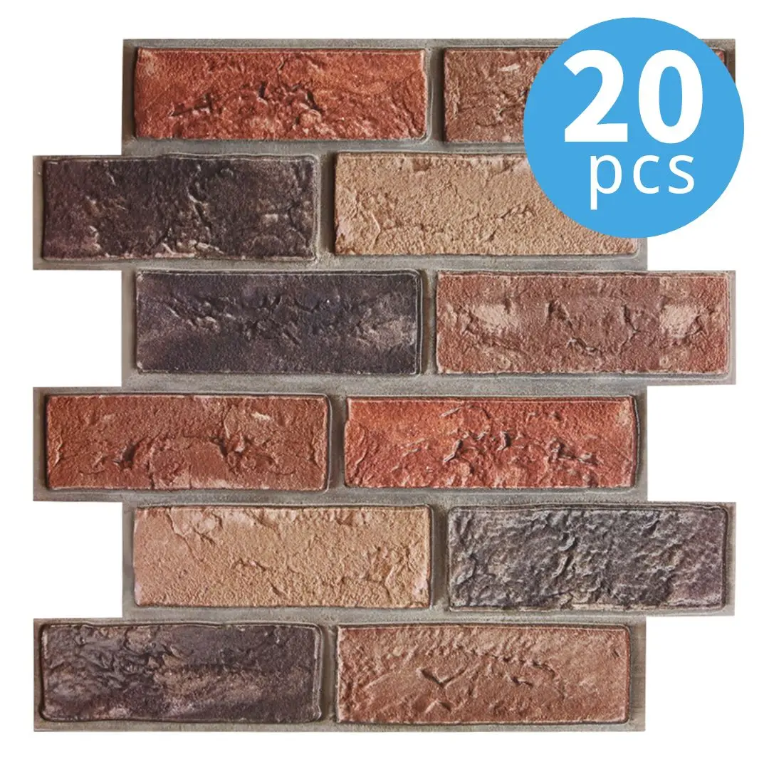 NONE 10/20 Stück 3D-Wandpaneele zum Abziehen und Aufkleben aus künstlichem Ziegelstein, wasserdichte PVC-Wandaufkleber, einfach zu installieren, Heimwanddekoration 3