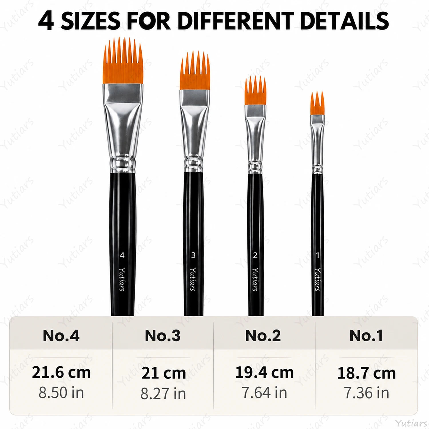 4PCS Filbert Rake Paint Brushes Comb Tip Texture Brush Set for Acrylic Watercolor Painting Fur Grass Leaves Feather Fine Details