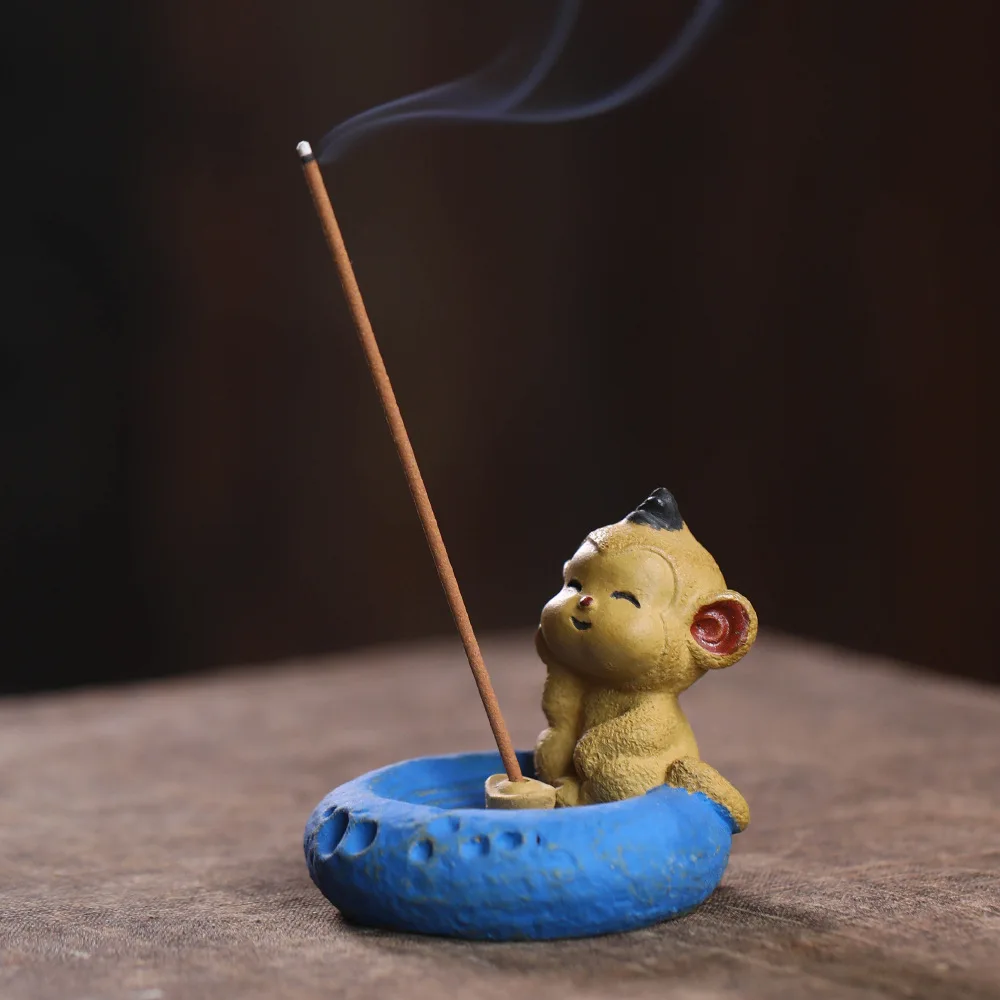 1pc Hand‑Crafted 12‑Zodiac Tea Pet Incense Stick Holder Figurine Burner Tea Table Ornament Home Teaware Decoration Accessories